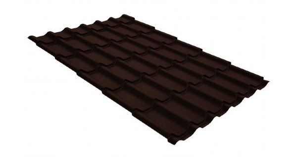 Металлочерепица классик GL 0,5 GreenCoat Pural Matt RR 887 шоколадно-коричневый (RAL 8017 шоколад) купить в Балабаново