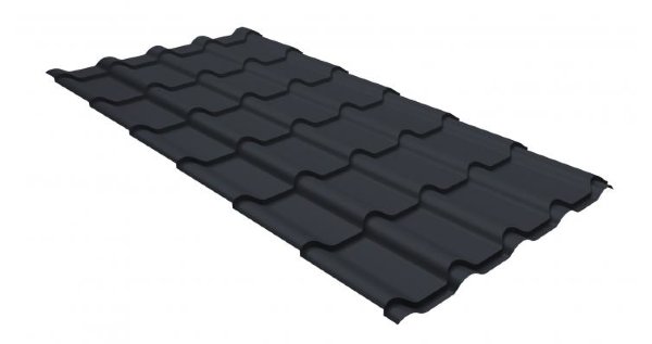 Металлочерепица камея GL 0,5 GreenCoat Pural RR 23 темно-серый (RAL 7024 мокрый асфальт) купить в Балабаново
