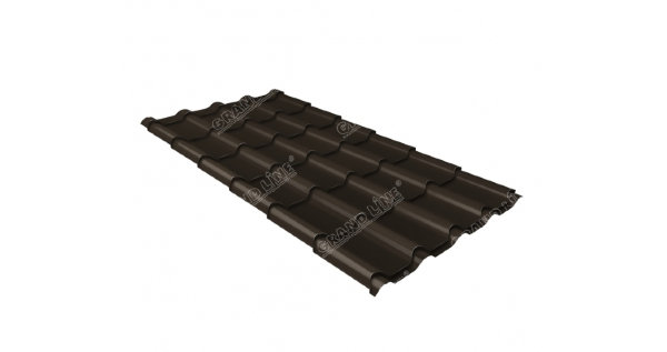 Металлочерепица камея GL 0,5 GreenCoat Pural RR 32 темно-коричневый (RAL 8019 серо-коричневый) купить в Балабаново