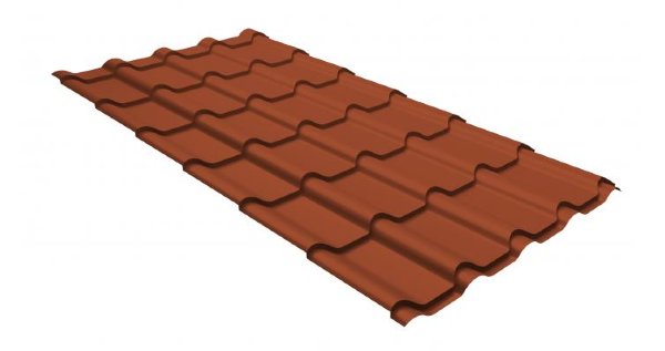 Металлочерепица камея GL 0,5 GreenCoat Pural RR 750 кирпично-красный (RAL 8004 терракота) купить в Балабаново