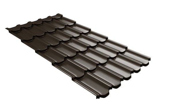 Металлочерепица квинта плюс с 3D резом 0,5 GreenСoat Pural Matt RR 32 темно-коричневый (RAL 8019 серо-коричневый) купить в Балабаново