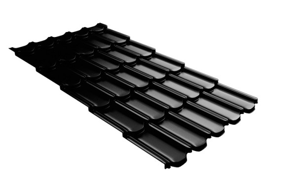 Металлочерепица квинта плюс с 3D резом 0,5 GreenСoat Pural Matt RR 33 черный (RAL 9005 черный) купить в Балабаново