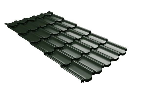Металлочерепица квинта плюс с 3D резом 0,5 GreenСoat Pural RR 11 темно-зеленый (RAL 6020 хромовая зелень) купить в Балабаново