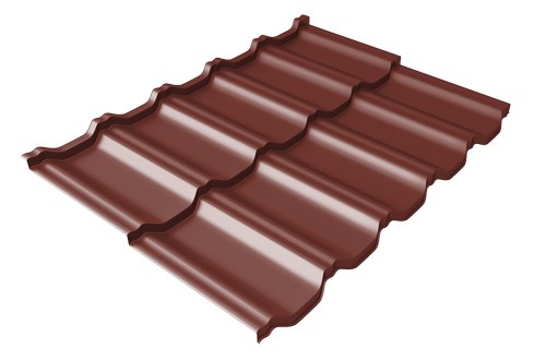 Металлочерепица модульная Квинта Uno Grand Line c 3D резом 0,5 Satin RAL 3009 оксидно-красный купить в Балабаново