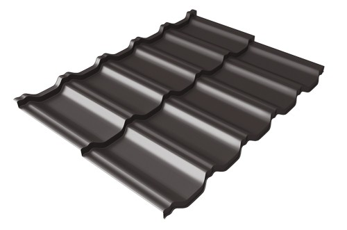 Металлочерепица модульная Квинта Uno Grand Line c 3D резом 0,5 GreenСoat Pural Matt RR 32 темно-коричневый (RAL 8019 серо-коричневый) купить в Балабаново