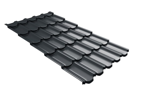 Металлочерепица квинта плюс с 3D резом 0,5 Satin RAL 7016 антрацитово-серый купить в Балабаново