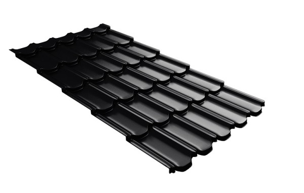 Металлочерепица квинта плюс с 3D резом 0,5 Satin RAL 9005 черный купить в Балабаново