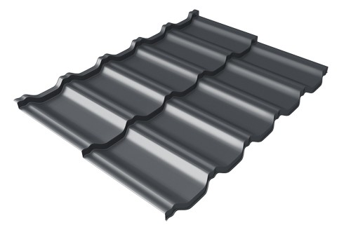 Металлочерепица модульная Квинта Uno Grand Line c 3D резом 0,5 Satin RAL 7024 мокрый асфальт купить в Балабаново