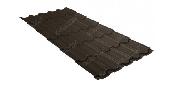 Металлочерепица квинта плюс 0,5 GreenCoat Pural Matt RR 32 темно-коричневый (RAL 8019 серо-коричневый) купить в Балабаново